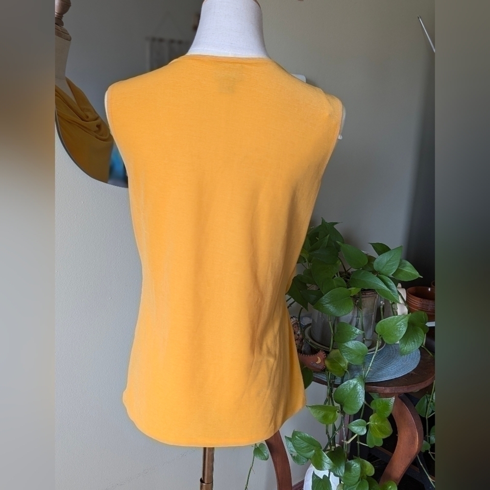 Worthington Women's Size Small Mustard Yellow Swoop Neck Sleeveless Blouse - Picture 4 of 9